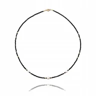 Naszyjniki - Czarny Turmalin fasetowany 2mm i Perły Naszyjnik Choker dł. 45cm - miniaturka - grafika 1