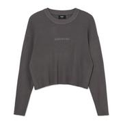 Swetry damskie - Cropp - Szary sweter oversize - Bordowy - miniaturka - grafika 1