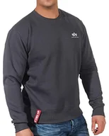 Bluzy męskie - ALPHA INDUSTRIES Męska bluza Basic Sweater Small Logo Sweatshirt, 136 Greyblack Cotton Molton Brushed, L - miniaturka - grafika 1
