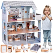 Domki dla lalek - Uroczy domek z meblami Stylowa Drewniana Willa dla Lalek - miniaturka - grafika 1