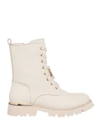 Botki damskie - Patrizia Pepe Skórzane botki w kolorze kremowym - miniaturka - grafika 1