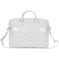Torby na laptopy - Torba GUESS 4G Peony Front Pocket Zipper Triangle Logo 16 cali Biały - miniaturka - grafika 1