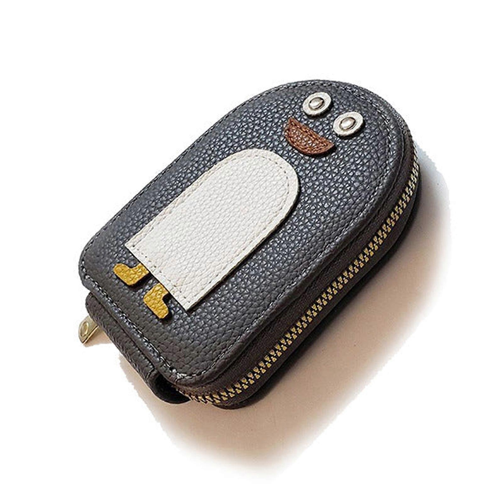 Śliczne pingwiny PU Portfel na monety z kartą kredytową Szary