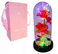 Sztuczne kwiaty - WIECZNA RÓŻA W SZKLE ŚWIECĄCA LED USB NA PREZENT DLA MAMY ŻONY BABCI DLA KOBIET - 3 KOLORY - miniaturka - grafika 1