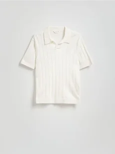 Reserved - Bawełniany sweter polo - złamana biel - Swetry męskie - miniaturka - grafika 1