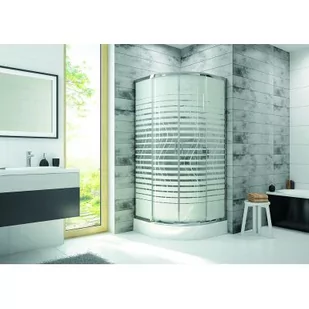 Sanplast Fris kabina prysznicowa 80x80 cm półokrągła z brodzikiem srebrny błyszczący/sitodruk W20 602-331-0250-38-180 - Kabiny prysznicowe - miniaturka - grafika 1