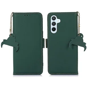 Do Samsung Galaxy A56 5G Portfel Etui Anti-Drop Etui na telefon z prawdziwej skóry bydlęcej Blokowanie RFID Zielony - Portfele - miniaturka - grafika 1