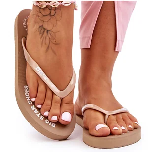 Wygodne Klapki Japonki Big Star LL274796 Beżowe beżowy - Klapki i japonki damskie - miniaturka - grafika 1