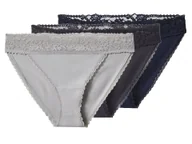 Majtki damskie - esmara® Majtki slipy damskie z bawełną, 3 pary (granatowy/ciemnoszary/szary, M(40/42)) - miniaturka - grafika 1