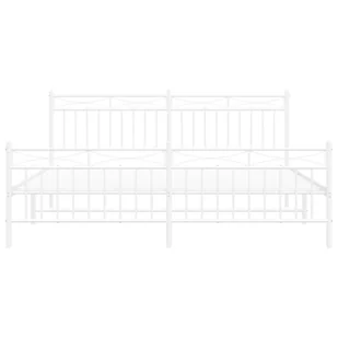 Metalowa rama łóżka z wezgłowiem i zanóżkiem, biała, 183x213 cm Lumarko! - Łóżka - miniaturka - grafika 6