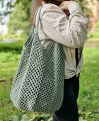 Torby i wózki na zakupy - Ekologiczna torba ze sznurka siatka, szałwia - miniaturka - grafika 1