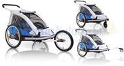 Przyczepki rowerowe - Przyczepka rowerowa dla dzieci XLC BS C03 DUO2 3w1 wózek buggy + jogger niebieska - miniaturka - grafika 1