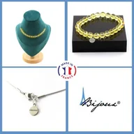 Bransoletki - Kamienie i minerały. Komplet biżuterii Bransoletka Naszyjnik 15 Koralików Cytrynowych 8 mm. Łańcuszek stalowy Możliwość dostosowania rozmiaru. - miniaturka - grafika 1