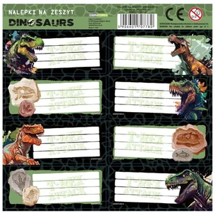 Nalepki na zeszyty Dinozaur 20 25szt Derform - Etykiety samoprzylepne i bloki etykiet - miniaturka - grafika 1