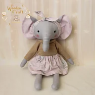 Maskotki i pluszaki - Słonik Elza przytulanka w beżowym sweterku i różowej spódniczce z opaską - miniaturka - grafika 1