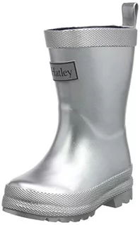 Kalosze damskie - Hatley kalosze dziewczęce z nadrukiem Wellington Rain Boots, Srebrny Shimmer 020 szary, 21 EU - grafika 1