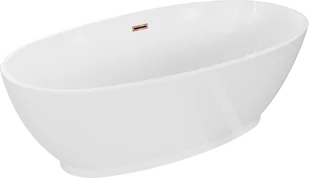 Mexen Bilbao wanna wolnostojąca 180 x 90 cm, biała, przelew różowe złoto - 51311809000-60 - Wanny - miniaturka - grafika 1