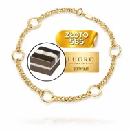 Bransoletki - BRANSOLETKA ZŁOTA 585 14K SPLOT ROLO KÓŁECZKA 19 CM ŻÓŁTA ELEGANCKA - miniaturka - grafika 1