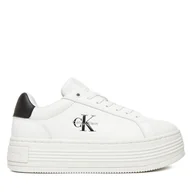 Sneakersy damskie - Sneakersy Calvin Klein Jeans Bold Flatf Low Lace Lth YW0YW01878 Biały - miniaturka - grafika 1