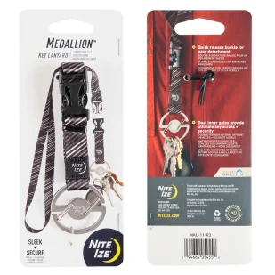 Nite Ize - Karabinczyk ze smyczą Medallion Key Lanyard - Stalowy - Srebrny/Czarny - MKL-11-R3 - Akcesoria turystyczne - miniaturka - grafika 2