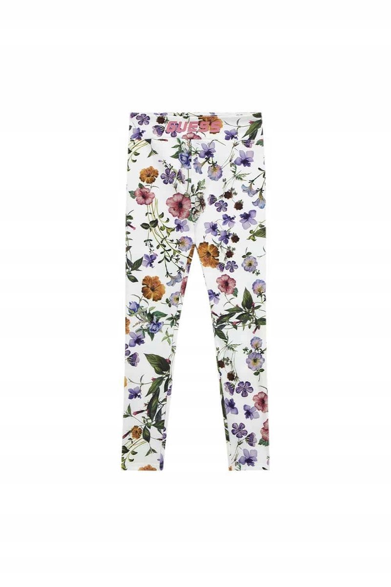 GUESS LEGGINSY DZIECIĘCE WZORZYSTE KWIATOWE Z LOGO 125-135 GGA