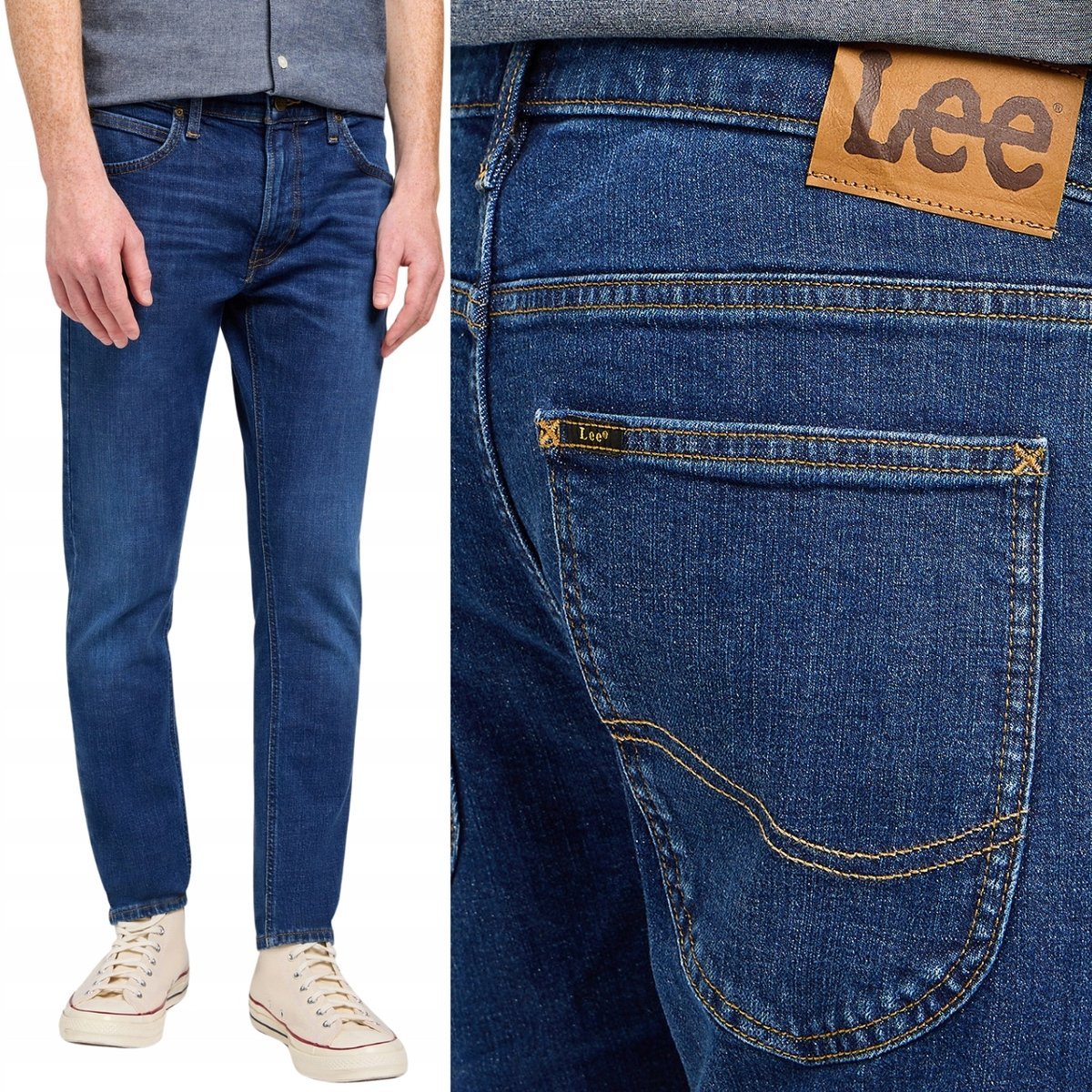 Lee LUKE slim Springfield mocno zwężane ciemne spodnie jeansowe W29 L34