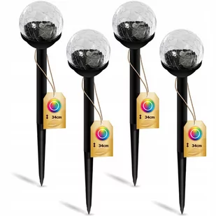 Zestaw 4x Lampa Solarna Ogrodowa LED Wbijana Kulka RGB IP44 34cm Czujnik Zmierzchu - Lampy ogrodowe - miniaturka - grafika 1