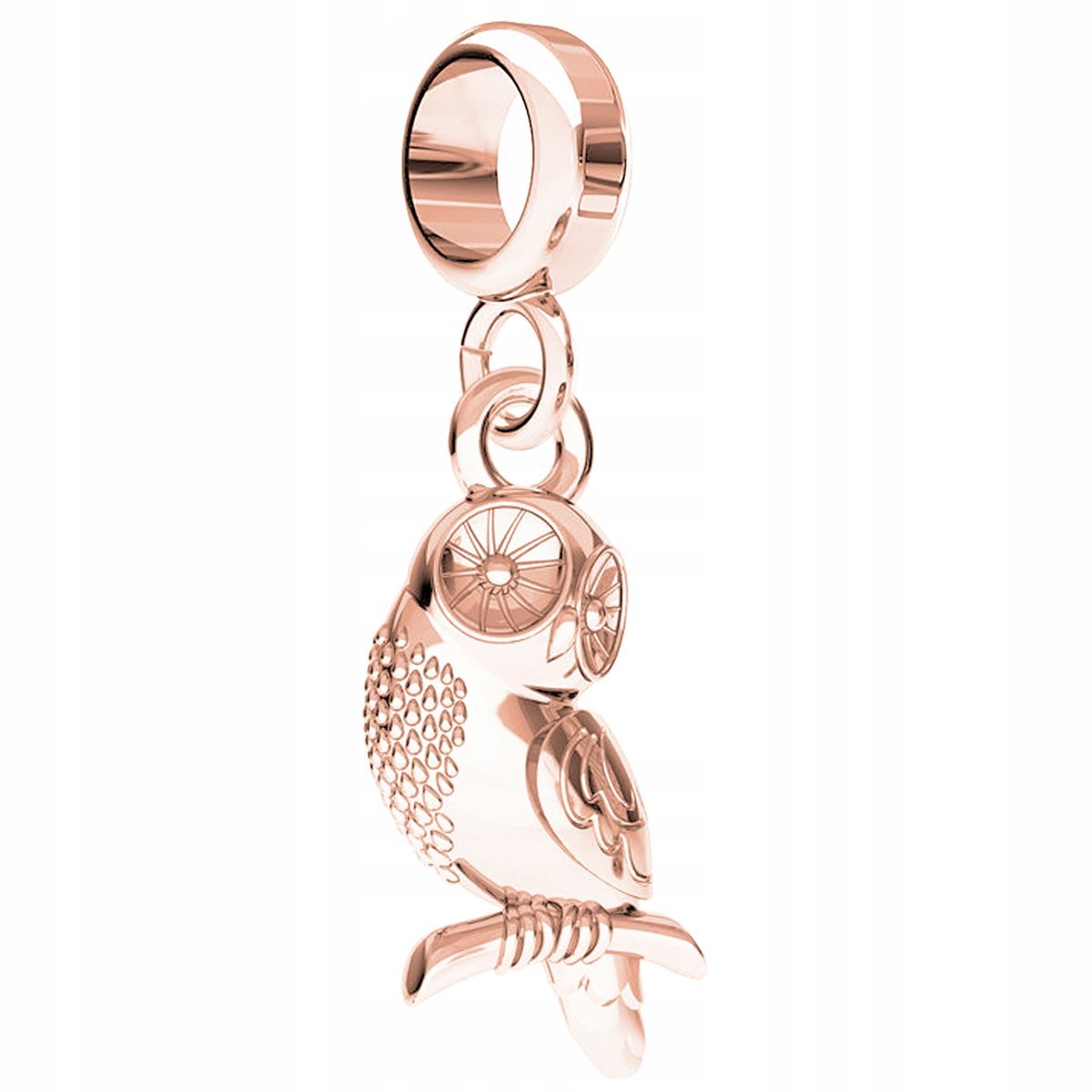 Charms Pozłacany Ptak Sowa Ptaszek Sówka Wiszący Zwierzę Owl SREBRO 925