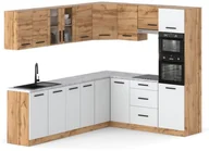 Meble kuchenne - Kuchnia Nowoczesna Z Blatem Pojemna Narożna 4.6m Wotan Dąb Wotan Biały Mat - miniaturka - grafika 1