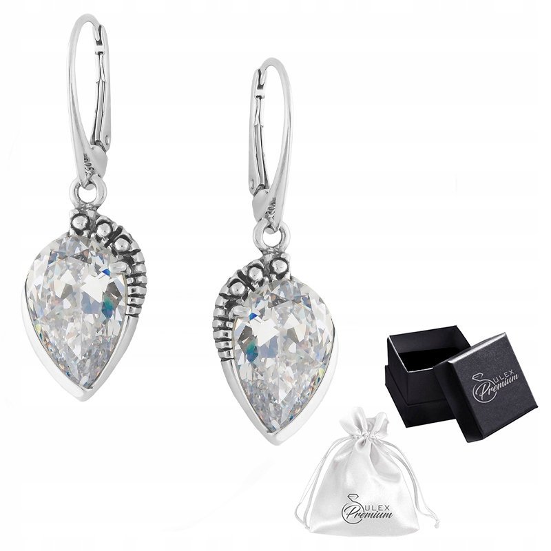 Kolczyki srebro pr. 925 Eleganckie Klasyczne Srebrne Kolczyki z Cyrkoniami