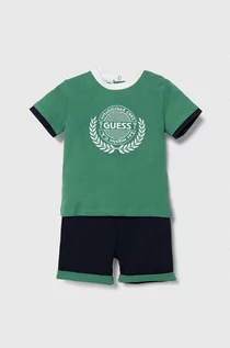 Komplety dla niemowląt - Guess komplet bawełniany niemowlęcy kolor zielony - grafika 1