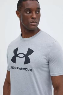 Koszulki męskie - Under Armour t-shirt męski kolor szary z nadrukiem - grafika 1