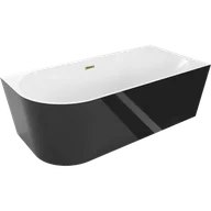 Wanny - Mexen Mia wanna wolnostojąca narożna prawa 140 x 75 cm, biała/czarna, przelew złoty - 52691407575P-50 - miniaturka - grafika 1