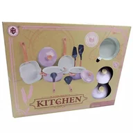 Zabawy w naśladowanie dorosłych - Zestaw kuchenny z garnkami i patelniami - różowy - miniaturka - grafika 1