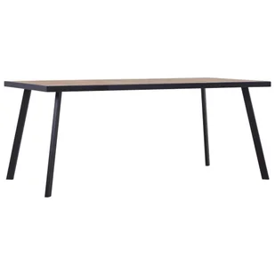 vidaXL Stół jadalniany, jasne drewno i czerń, 200x100x75 cm, MDF - Stoły - miniaturka - grafika 1