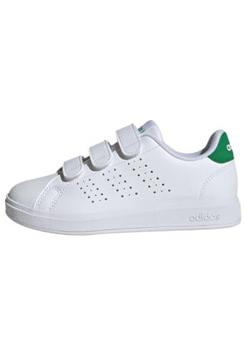 adidas Advantage 2.0 Buty dziecięce, Niskie Buty Do Piłki Nożnej, FTWR White/FTWR White/Green, 35, Kolor: wielokolorowe, 35 EU