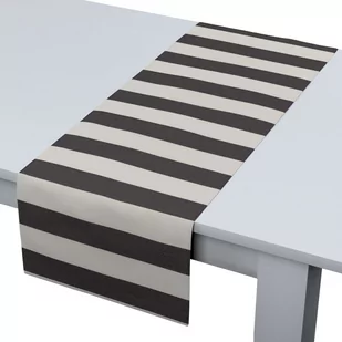 Dekoria pl pl Bieżnik prostokątny biało-grafitowe pionowe pasy 5,5cm) 40 × 130 cm Quadro 410-143-92 - Obrusy i serwetki - miniaturka - grafika 1