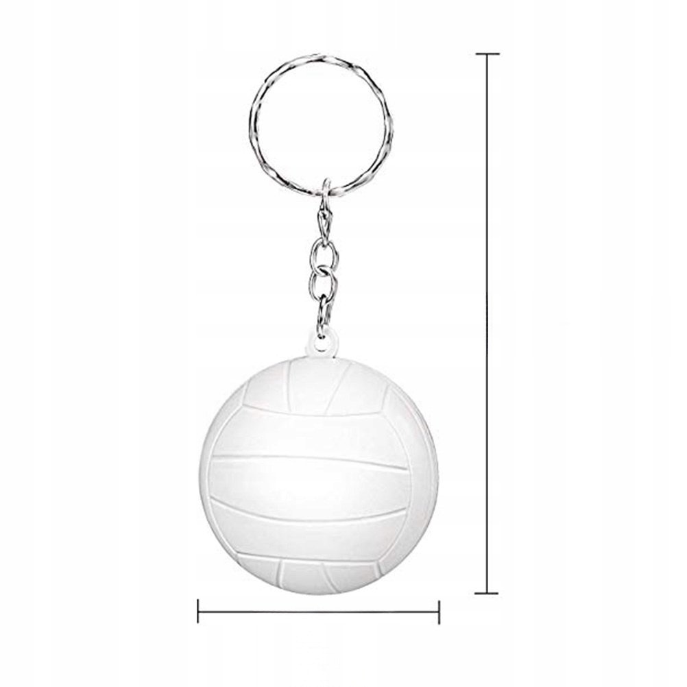 20Pcs White Volleyball Key Rings Creative Sports Bag Charms