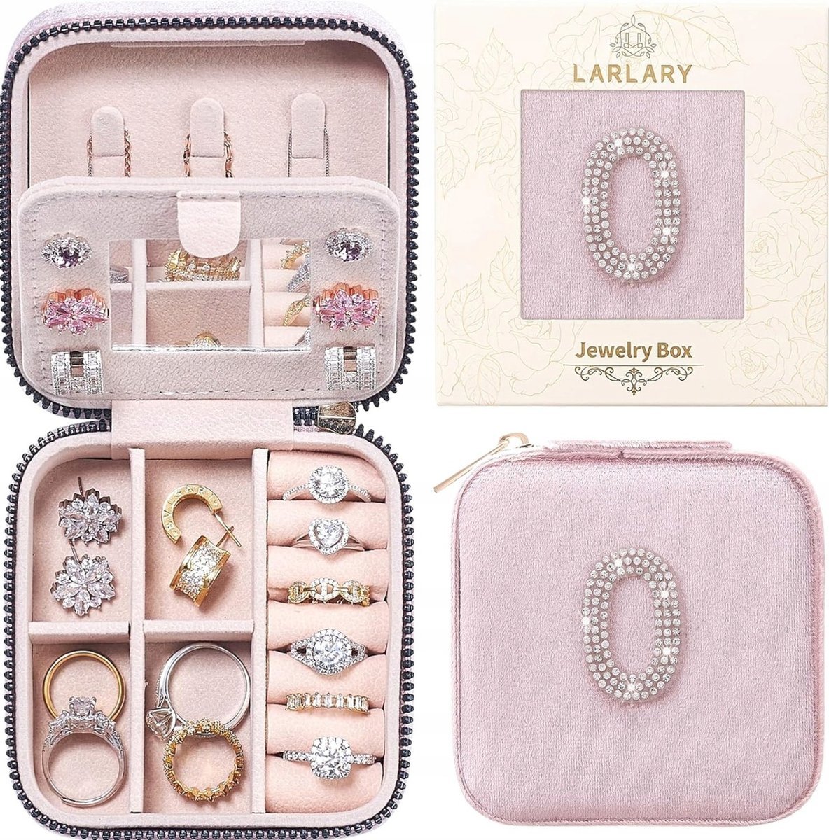 SZKATUŁKA PODRÓŻNA 10X10X5.5 CM AKSMITNA ELEGANCKA ORGANIZER WALIZKA ETUI