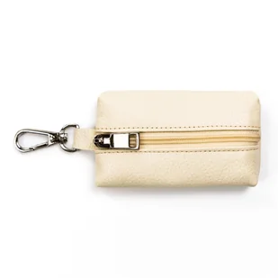 Jasnobeżowe skórzane etui na klucze mały portfelik na suwak kółeczko karabińczyk - Etui na klucze Jasnobeżowe skórzane etui na klucze mały portfelik na suwak kółeczko karabińczyk - Etui na klucze - miniaturka - grafika 1
