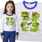 Piżamy dla dziewczynek - Piżama dziecięca Śmieszny Dinozaur Dino T Rex 110/116 - VoloDonum - miniaturka - grafika 1
