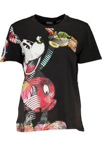 DESIGUAL DAMSKA KOSZULKA Z KRÓTKIM RĘKAWEM CZARNA - Koszulki i topy damskie - miniaturka - grafika 1