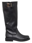 Kozaki damskie - Patrizia Pepe Skórzane kozaki w kolorze czarnym - miniaturka - grafika 1