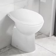 Miski WC - VidaXL Wysoka toaleta bez kołnierza, ciche zamykanie, ceramika, biała - miniaturka - grafika 1