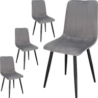 Krzesła - Springos Krzesła welurowe Tedi 4 szt. do kuchni salonu jadalni loft szare UNIWERSALNY - miniaturka - grafika 1