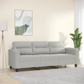 Sofy i kanapy - vidaXL 3-osobowa sofa, jasnoszary, 180 cm, tapicerowana mikrofibrą - miniaturka - grafika 1