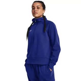 Bluzy sportowe damskie - Damska bluza dresowa nierozpinana bez kaptura Under Armour UA Rival Fleece HZ - niebieska - UNDER ARMOUR - grafika 1