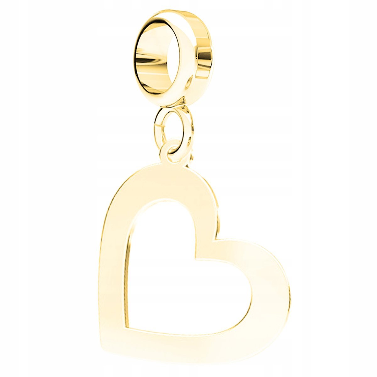 Charms złoty wiszący Puste Serce srebro 925