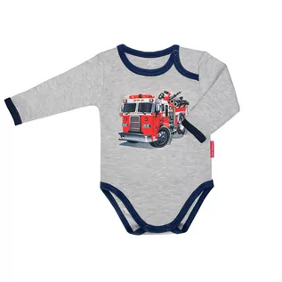Body dla niemowląt - Body dziecięce dla chłopców bawełna 100% długi rękaw straż pożarna  92 - grafika 1