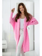 Swetry damskie - DŁUGI SWETER KARDIGAN LEA NARZUTKA POLSKI PRODUCENT J&K PREMIUM -  RÓŻOWY CUKIEREK - miniaturka - grafika 1